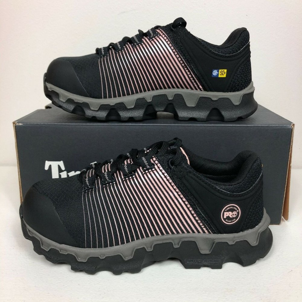 Timberland Pro Powertrain Sport SD+ Sneakers Black Pink Womens Size 6 M ESD New